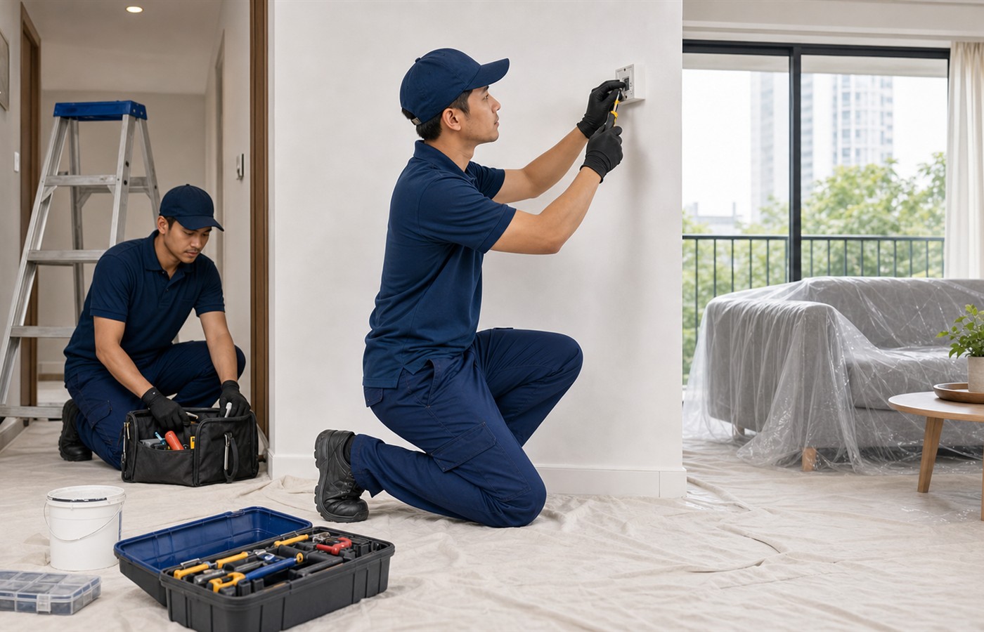 Technicians completing clean home maintenance work